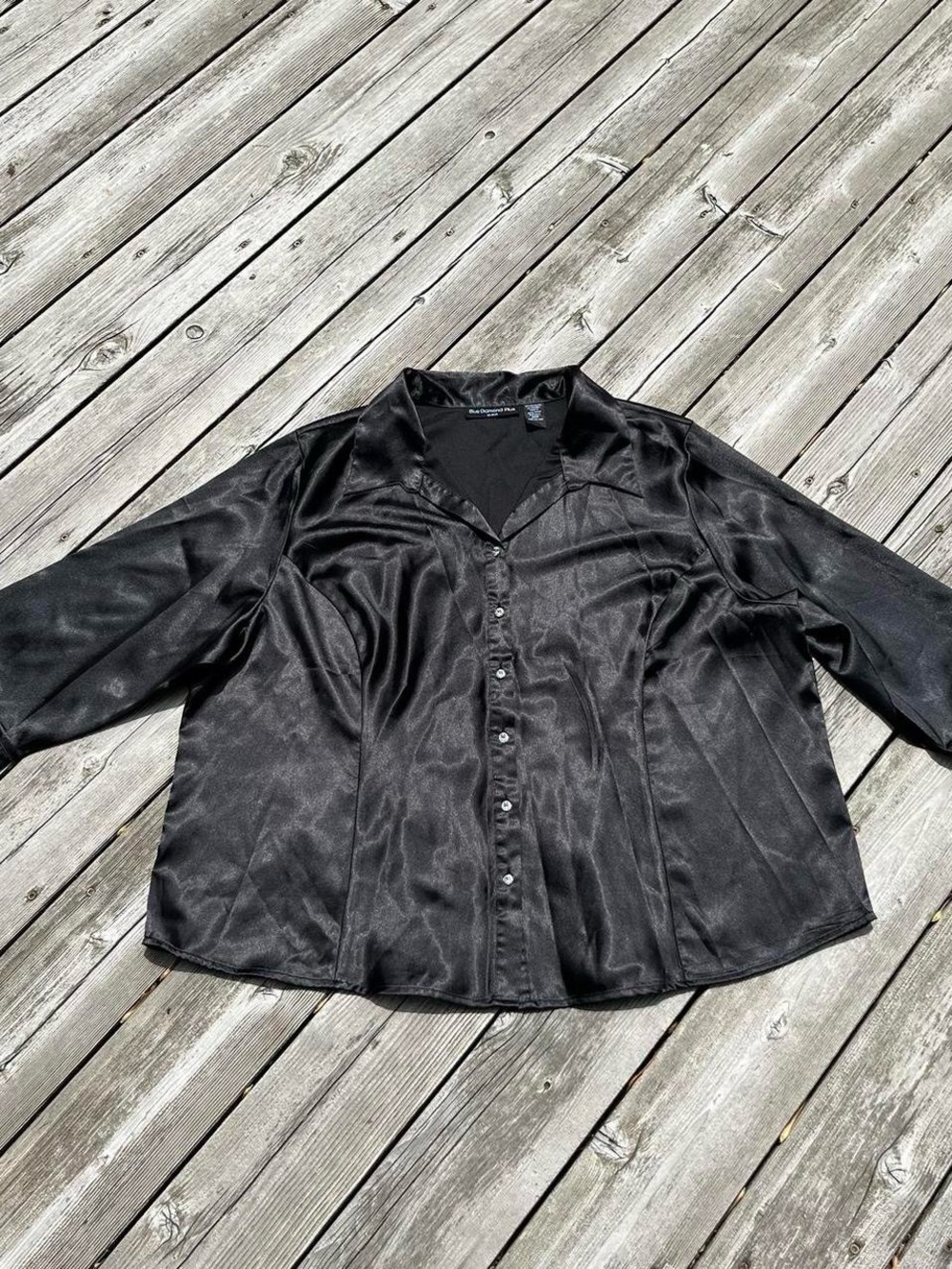 Blue Diamond black silky button up dress shirt